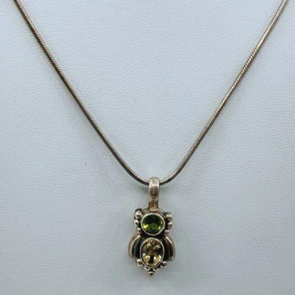 Sterling Silver, Citrine & Peridot Pendant Necklace